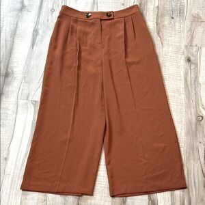 Topshop culotte wide leg high rise pants burn orange color size 8